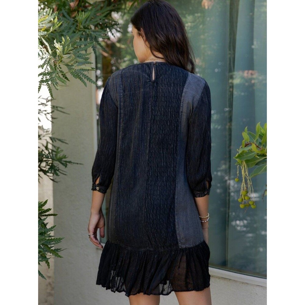 Young Threads Boho Embroidered Ruffle Hem Babydoll Dress Size Medium - Picture 4 of 7